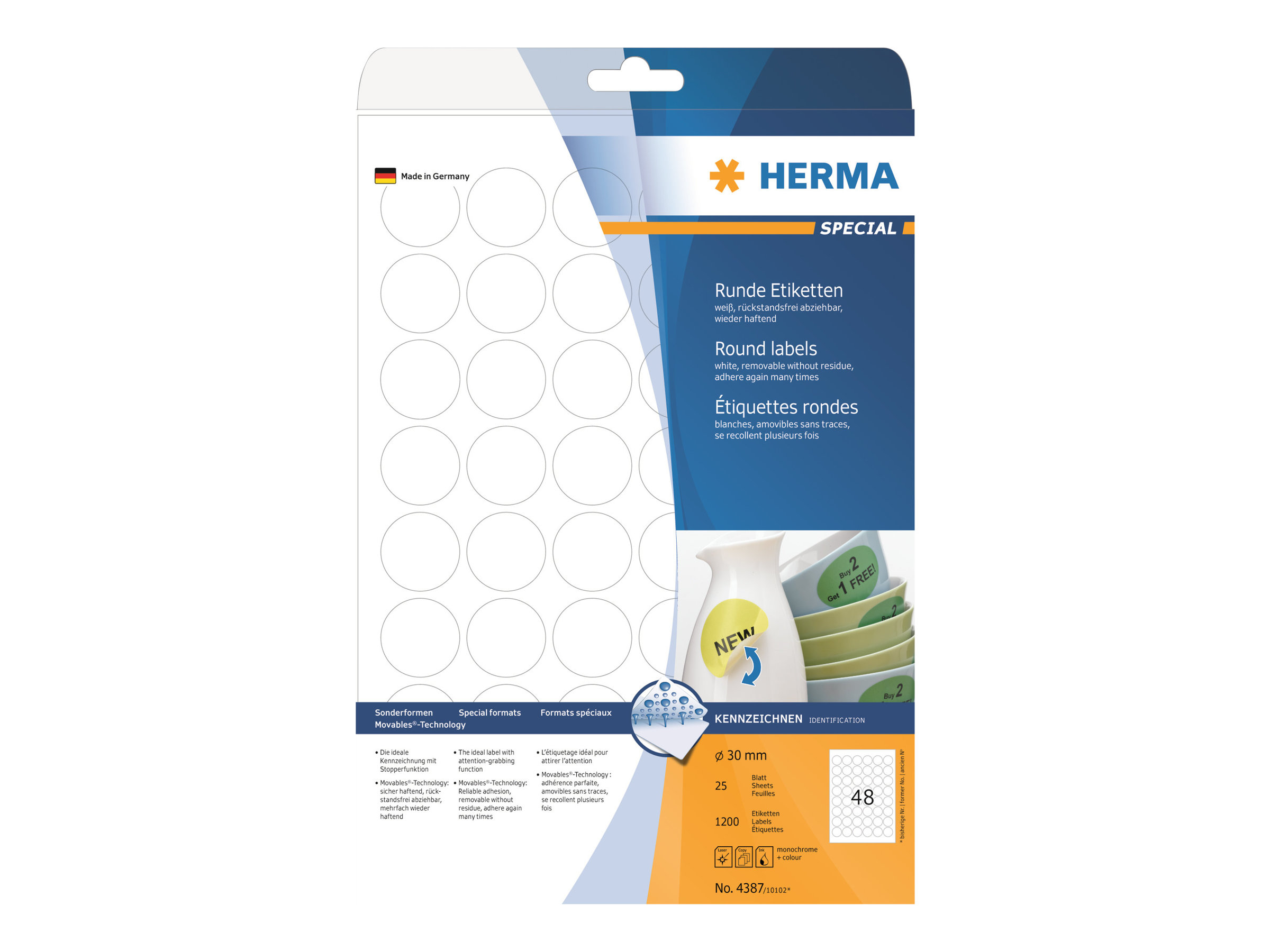1.200 HERMA Etiketten 4387 weiss 30,0 x 30,0 mm 1.200 HERMA Etiketten 4387 weiss 30,0 x 30,0 mm