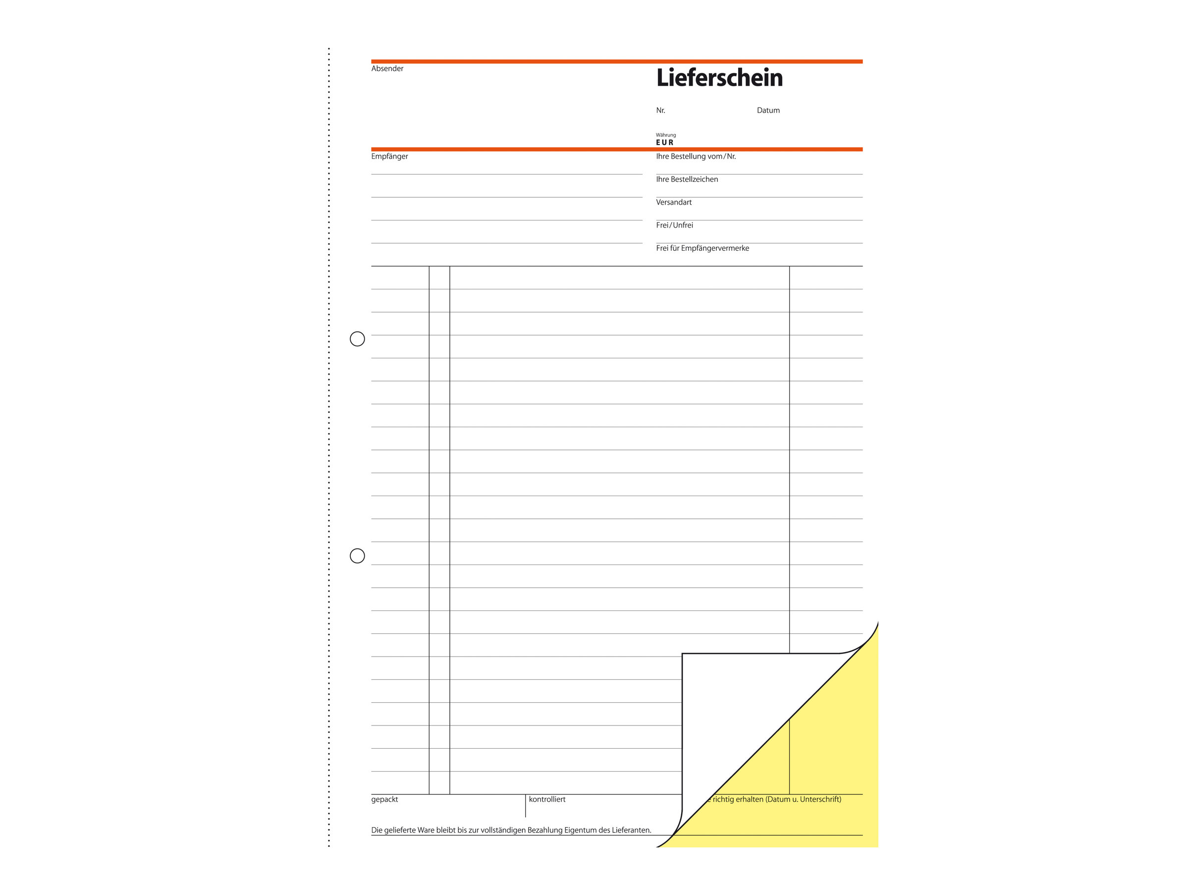 Sigel Lieferschein mit Empfangsschein Formularbuch SD015 A4
