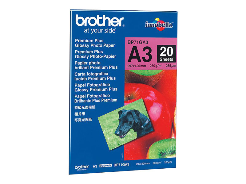 brother Fotopapier BP71GA3 DIN A3 glaenzend 260 g/qm 20 Blatt
