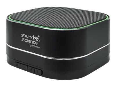 MANHATTAN Sound Science Metallic LED Bluetooth-Lautsprecher Bluetooth 5.0 Mikrofon Bedienelemente FM-Radio MicroSD-Slot schwarz