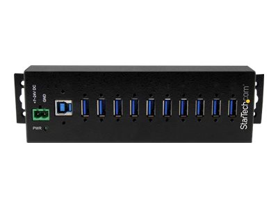 StarTech.com HB30A10AME USB 3.0 Hub (10-Port, Din-Rail,  Industrielle Anwendung, externes Netzteil, Uberspannungsschutz, ESD, 350 W, 15 kV) - Hub - 10 Anschlüsse - TAA-konform