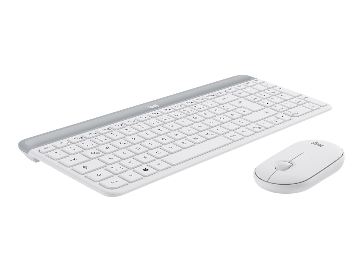 Logitech MK470 Slim Set - Tastatur und Maus - kabellos DE - grauweiss