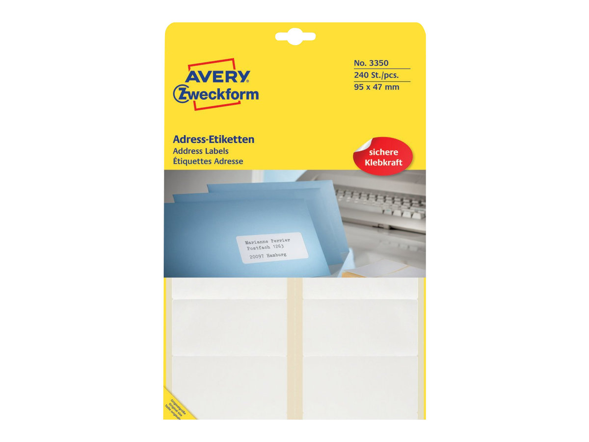 240 AVERY Zweckform Adressetiketten 3350 weiss 95,0 x 47,0 mm