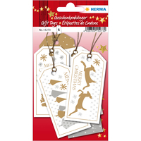 HERMA Geschenkanhaenger weiss/silber/gold Merry Christmas 6 St. HERMA Geschenkanhaenger weiss/silber/gold Merry Christmas 6 St.