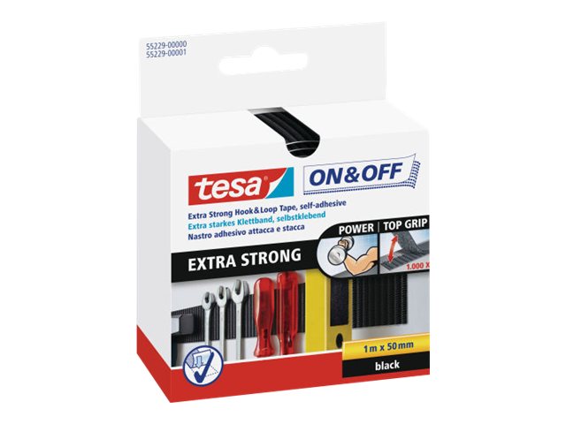 tesa Klettband ON&OFF Extra Strong schwarz, 1 Rolle tesa Klettband ON&OFF Extra Strong schwarz, 1 Rolle