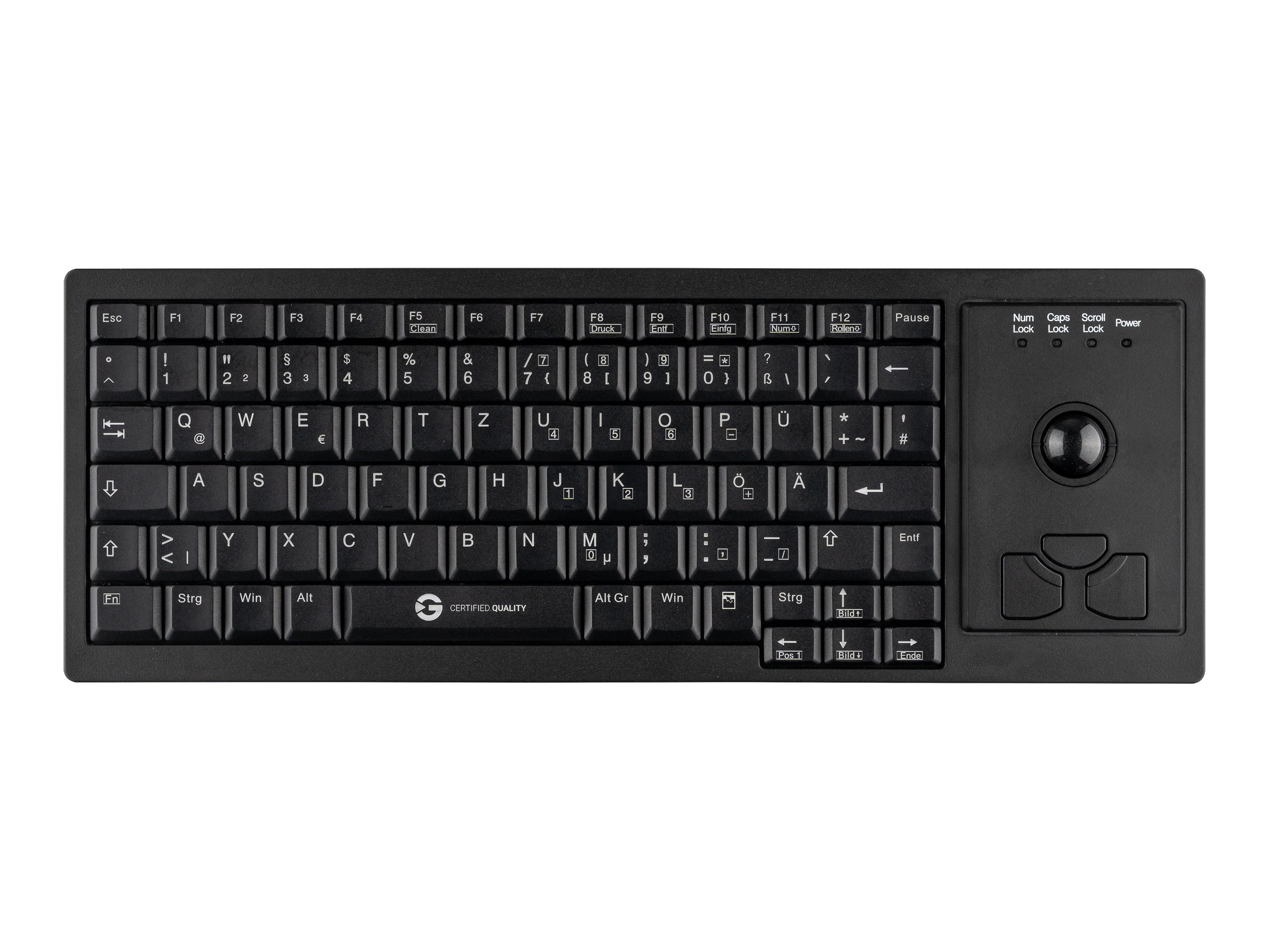 GETT Cleantype Xtra Roll Tastatur mit Trackball USB Farbe schwarz Layout DE