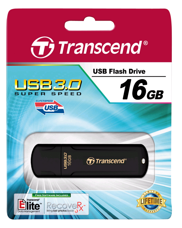 TRANSCEND JetFlash 700 16GB USB 3.0 Flash Drive 75MB/s schwarz
