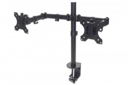 MANHATTAN Tischhalterung mit Monitorarm fuer zwei Displays von 33,0281,28cm 1332Zoll und bis 8kg zweifach schwenkbar schwarz