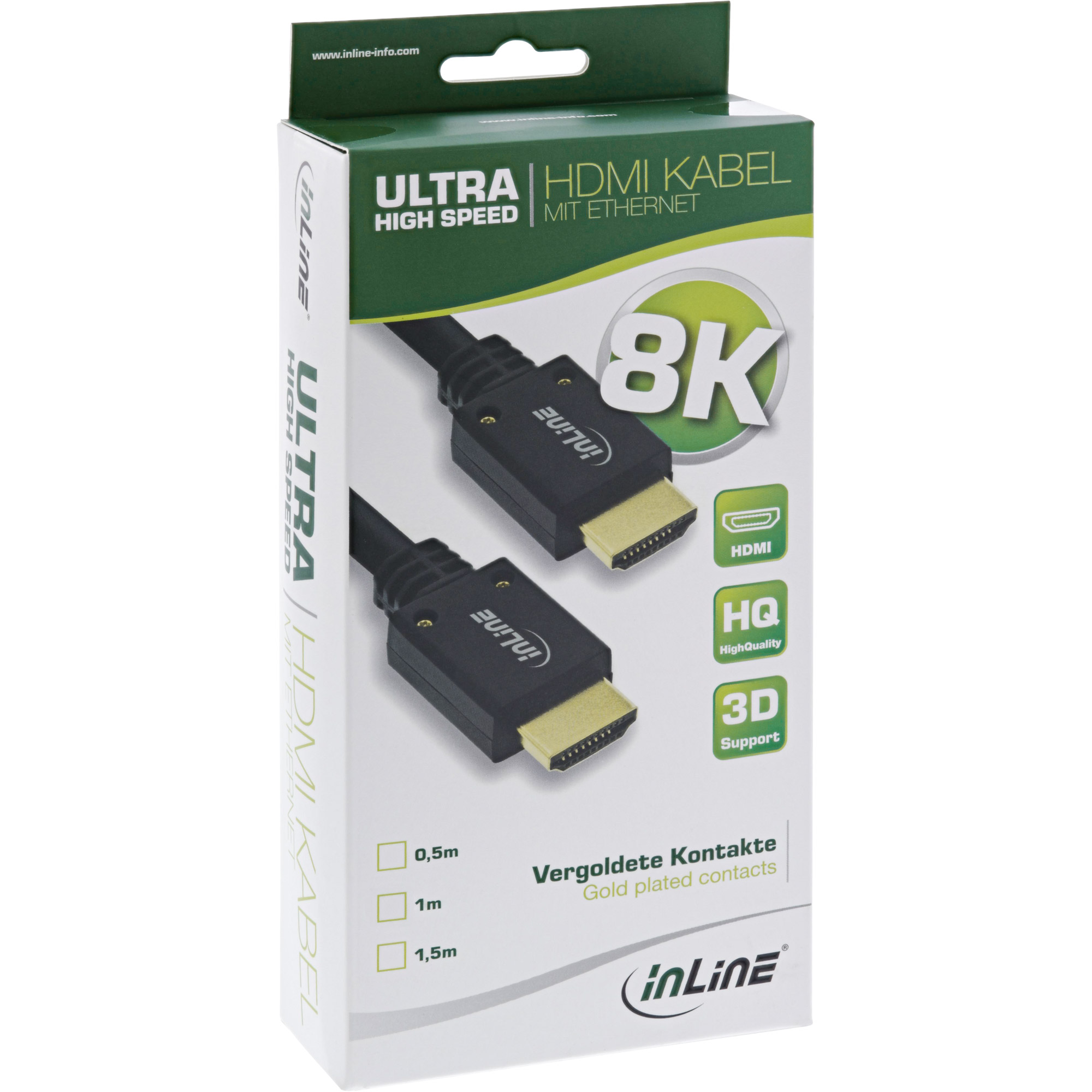 INLINE HDMI Kabel Ultra High Speed HDMI Kabel 8K4K Stecker Stecker schwarz gold 3m