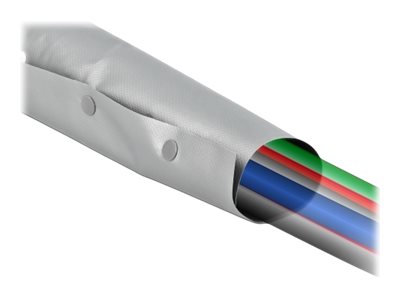 Delock Kabelschutzschlauch mit Knopfverschluss hitzebestaendig 2 m x 50 mm grau schwarz