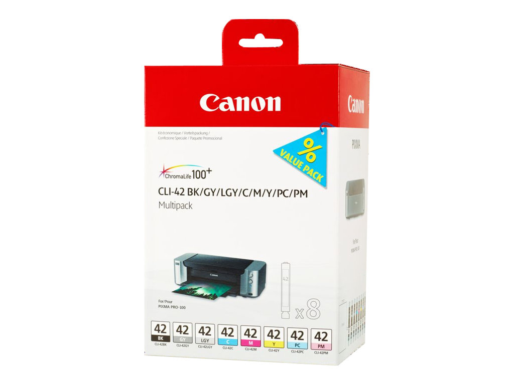 CANON 1LB CLI-42 8inks ink cartridge black and colour standard capacity multipack full 8 inks CANON 1LB CLI-42 8inks ink cartridge black and colour standard capacity multipack full 8 inks