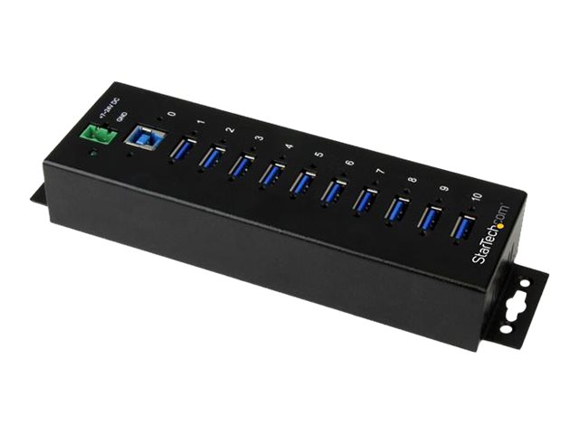 StarTech.com 10 Port Industrieller USB 3.0 Hub - ESD und Überspannungsschutz - DIN Tragschienen oder Oberflächen montierbar - Hub - 10 Anschlüsse