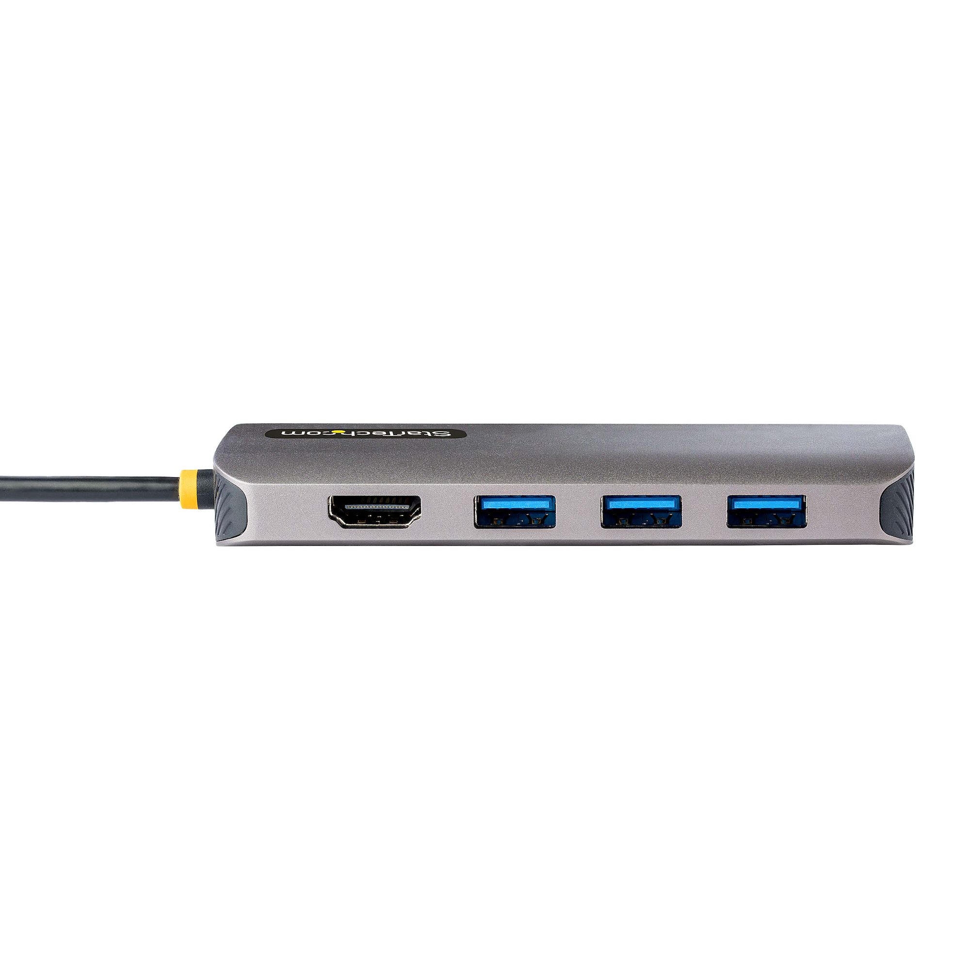 STARTECHCOM USB C Multiport Adapter 4K 60Hz HDMI HDR10 Video 3 Port 5Gbps USBA Hub 100W PD PassThrough GbE SDMicroSD Mini Dock