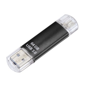 hama USBStick Laeta Twin schwarz 64 GB, 1 St