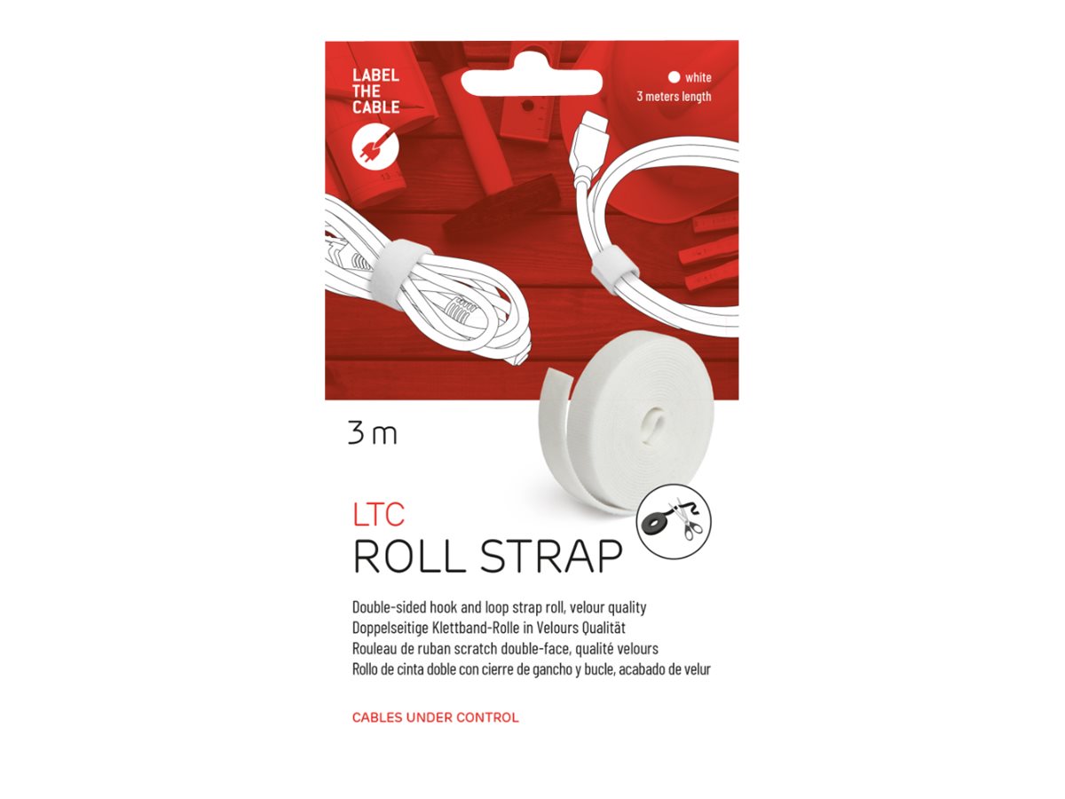 LABEL THE CABLE Klettband ROLL STRAP weiß 3,0 m x 1,6 cm, 1 St