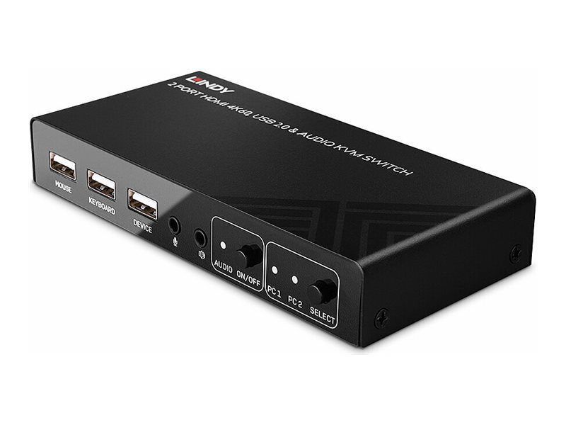 2 Port KVM Switch HDMI 4K60, USB 2.0 & Audio