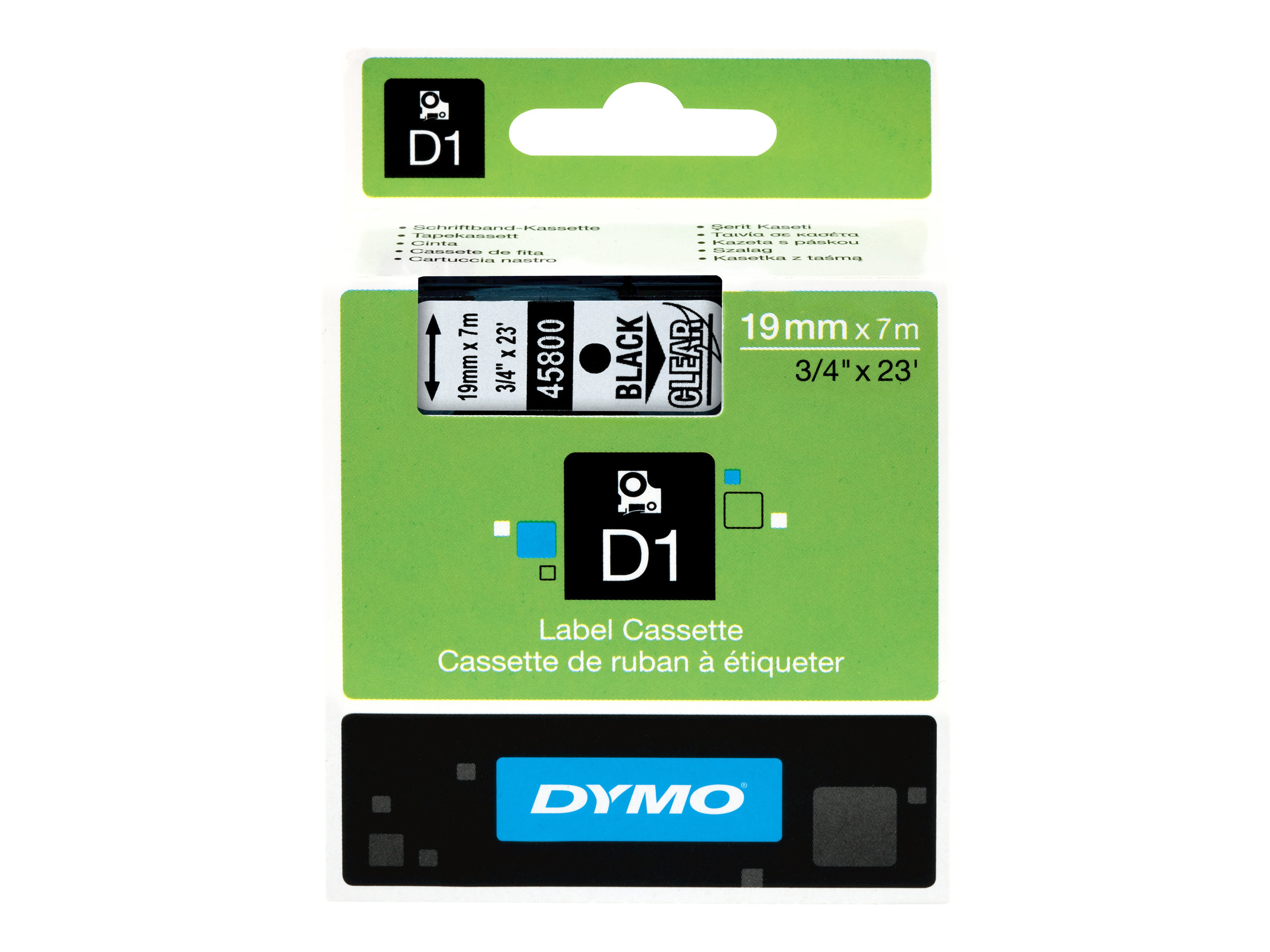 DYMO Schriftband D1 S0720820, 19 mm schwarz auf transparent DYMO Schriftband D1 S0720820, 19 mm schwarz auf transparent