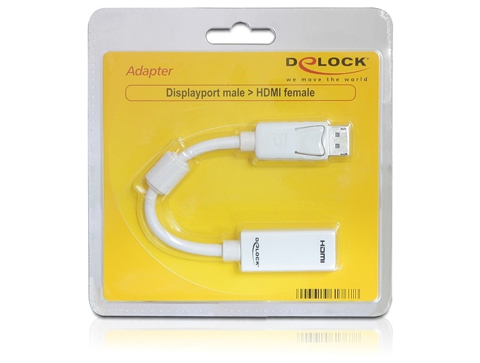 Delock Adapter Displayport 1.1 Stecker > HDMI Buchse Passiv weiss Delock Adapter Displayport 1.1 Stecker > HDMI Buchse Passiv weiss