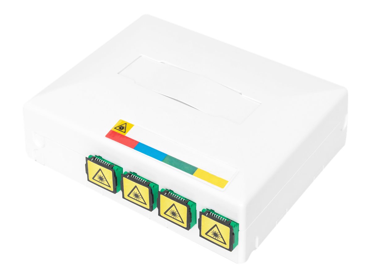 DIGITUS DN931094 FTTH enclosure with 4x SC APC SX adapter surface and DINrail mount