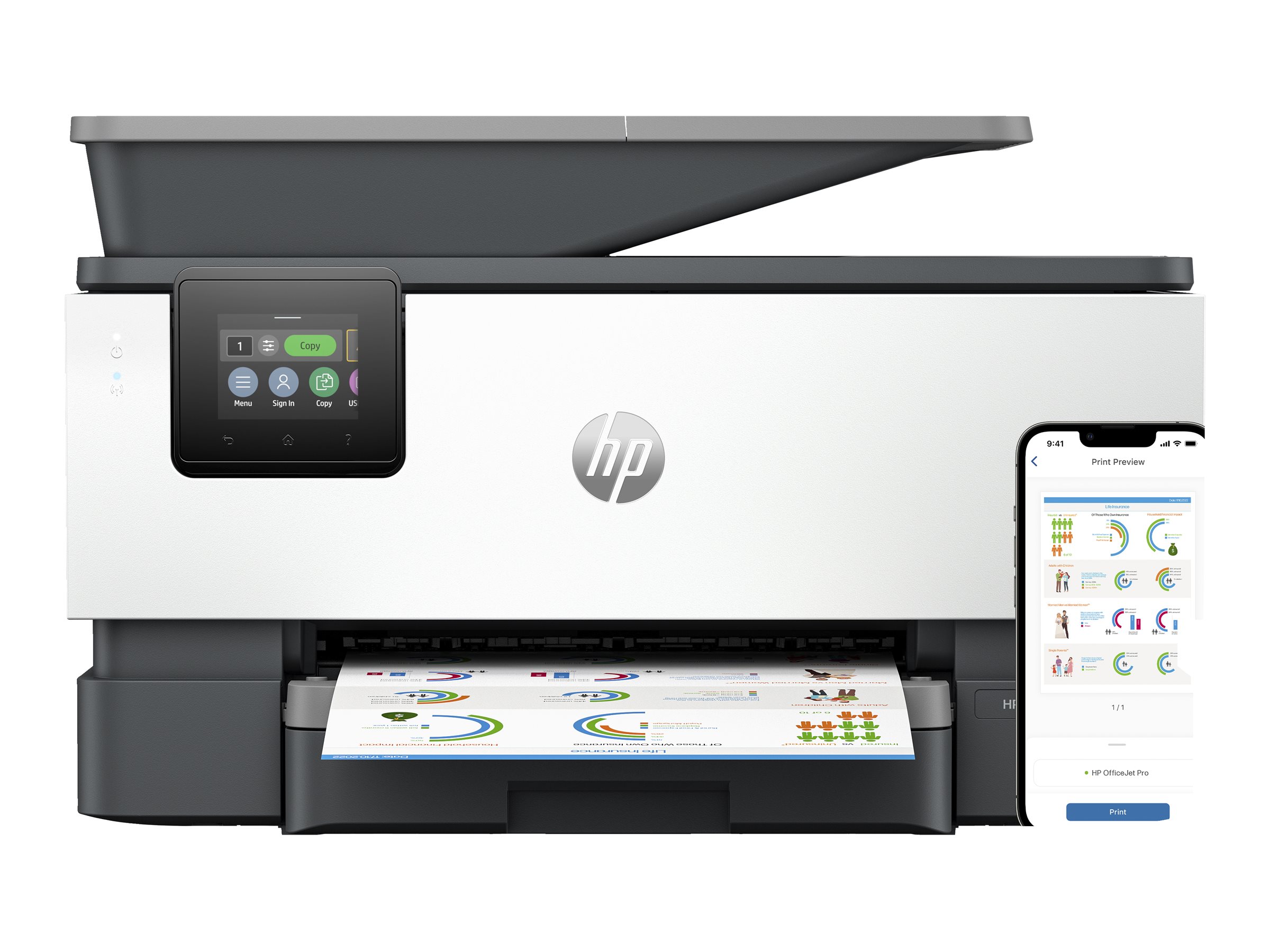HP Officejet Pro 9120b All-in-One MFP colour ink-jet A4 19ppmcopy 20ppmprint 250 sheets USB 2.0 LAN Wi-Fi USB host