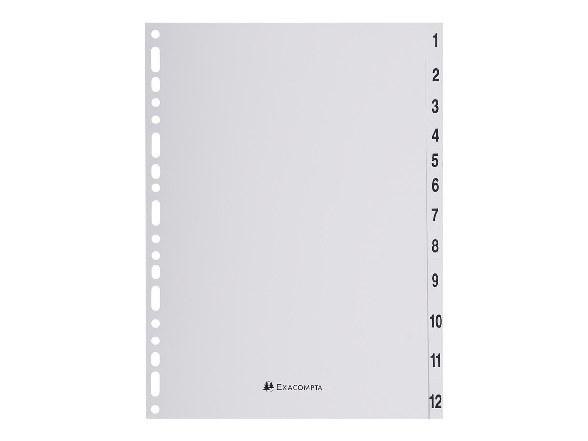 Exacompta Ordnerregister Vollformat 1-12 grau 12-teilig, 1 Satz Exacompta Ordnerregister Vollformat 1-12 grau 12-teilig, 1 Satz