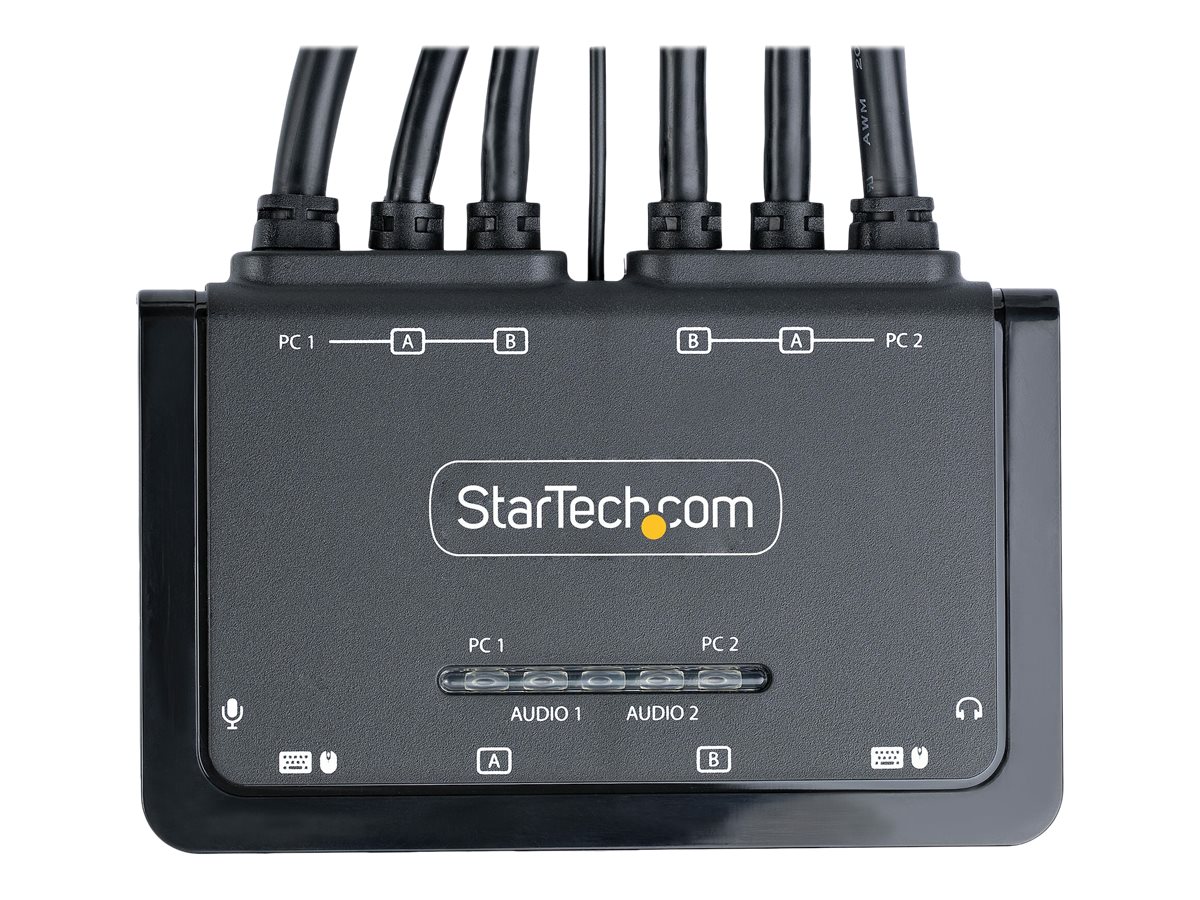 STARTECH.COM 2-Port Dual Monitor KVM Switch DisplayPort 4K 60Hz KVM mit 1,5m Integrierten Kabeln USB-A/DisplayPort/Audio DP KVM Swit