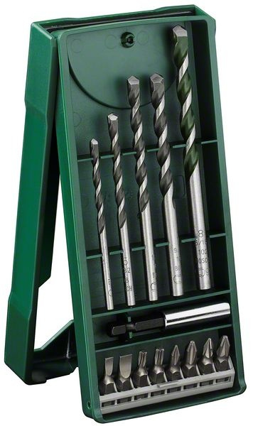 BOSCH Universalbohrer MiniXLine, L 25 mm PH1 PZ2 S0,5 x 4 S1,0 x 6 T20 T25, Ø 34568 mm, 14teilig