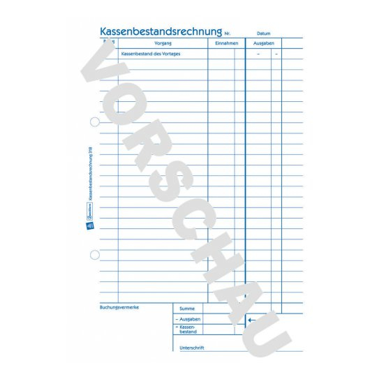 AVERY Zweckform Kassenbericht/Bestandsrechnung Formularbuch 318 AVERY Zweckform Kassenbericht/Bestandsrechnung Formularbuch 318