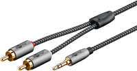 Goobay Adapterkabel AUX 3,5mm Klinke zu Stereo-Cinch 3 m Schwarz Silber