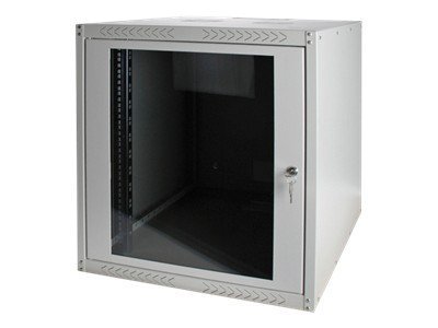 DIGITUS 48,3cm 19Zoll Wandschrank 12HE SoHoline RAL7035 grau H638mmxB600mmxT450mm mit Glastür keine abschliessbaren Seitenteile