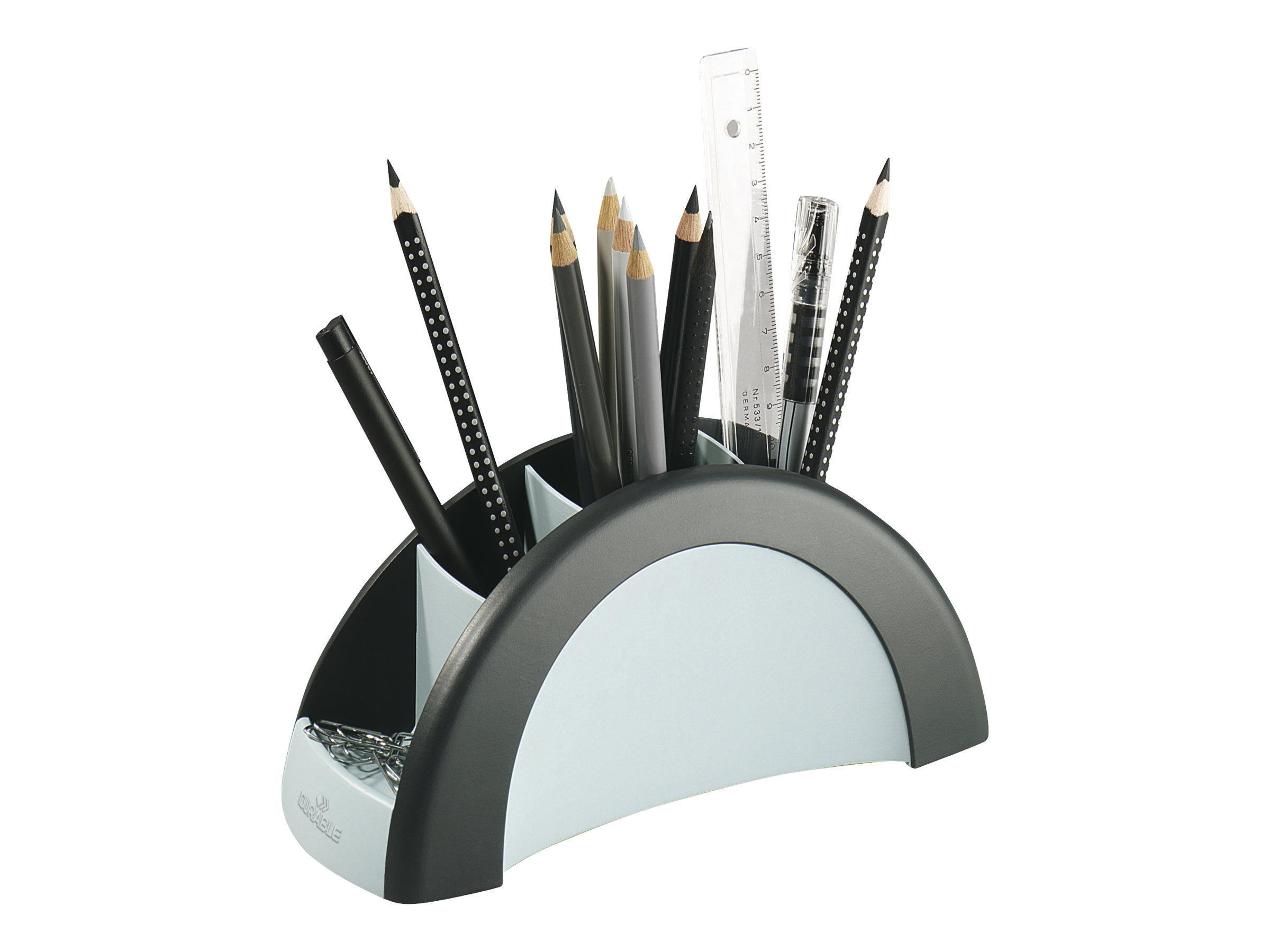 DURABLE Stiftehalter VEGAS schwarz/grau Kunststoff 5 Faecher 20,5 x 9,0 x 8,0 cm