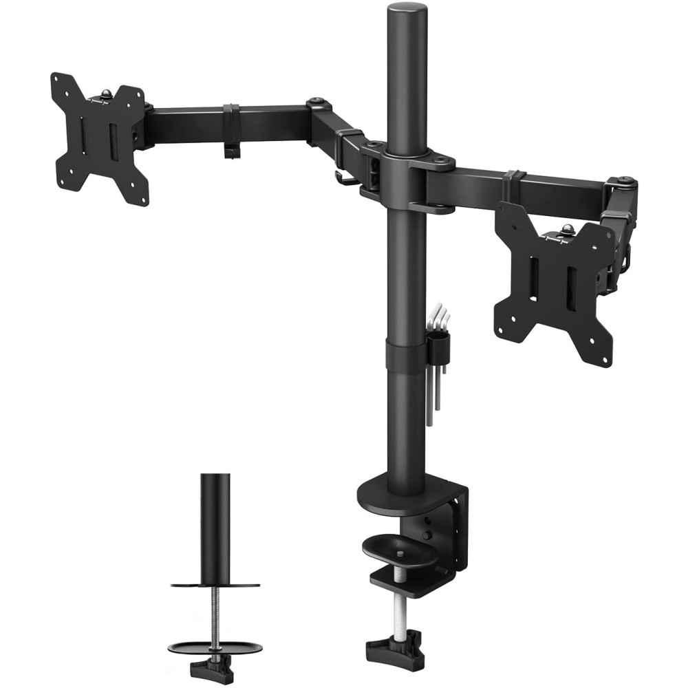 TECHLY Schreibtischhalterung fuer 2 LCD TV LED 38,1cm68,58cm 1527Zoll Seite an Seite mit Klemme