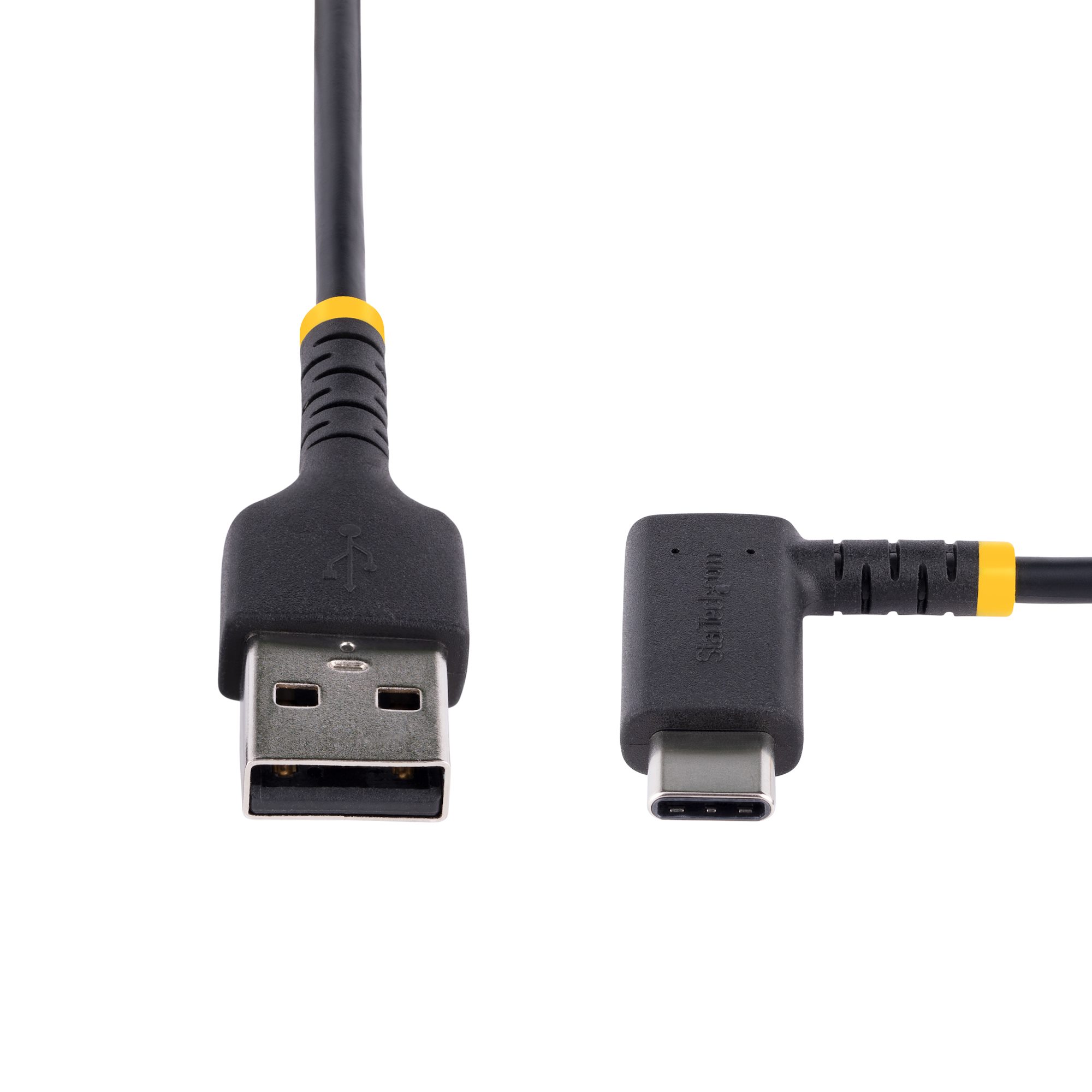 STARTECHCOM 6ft 2m USB A to C Charging Cable Right Angle Heavy Duty Fast Charge USBC Cable Durable and Rugged Aramid Fiber 3A