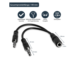 StarTech.com 3,5mm Audio Klinke Y Kabel - Headset Splitter - Adapter - 1 x 3,5mm 4 Position Buchse 2 x 3,5mm 3 Position Stecker - Schwarz - Headset-Splitter