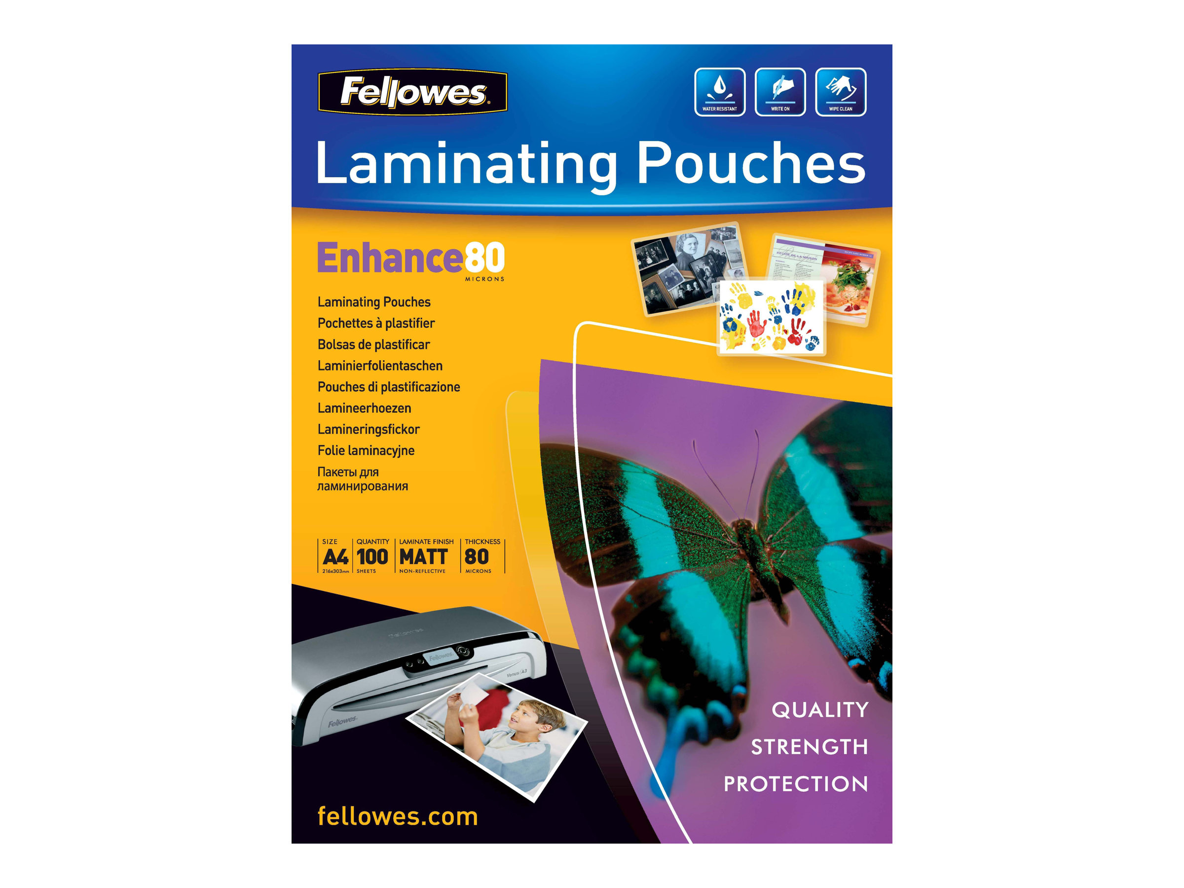 100 Fellowes Enhance80 ImageLast Laminierfolien glÃ¤nzend fÃ¼r A5 80 micron