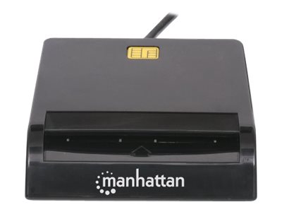 Manhattan USB-A Contact Smart Card Reader, 12 Mbps, Friction type compatible, External, Windows or Mac, Cable 105cm, Black, Three Year Warranty, Blister