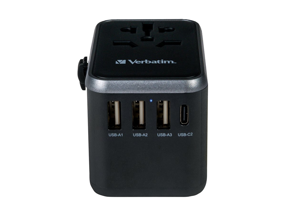 Verbatim Universal-Reiseadapter mit USB-C PD und QC, USB-C- und 3 USB-A