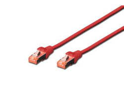 DIGITUS Patchkabel Cat6  S/FTP 2xRJ45  0.5m rot  Hebelschutz Polybeutel