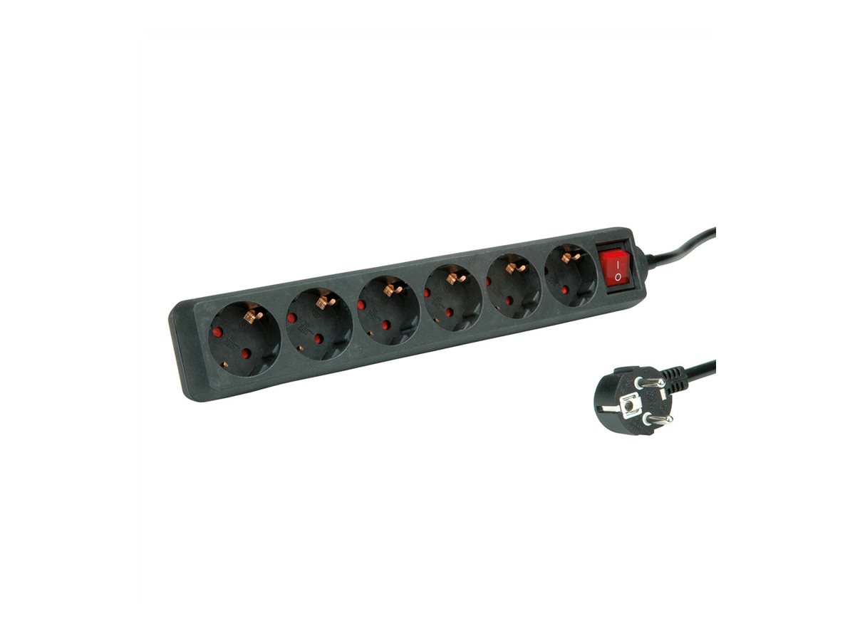 ROLINE 6fach Steckdosenleiste mit Schalter schwarz 6m