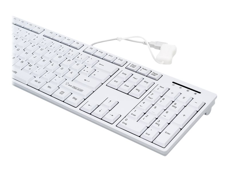 GETT GCQ CleanType Easy Basic Tastatur mit Kunststoffgehaeuse IP 68 NUM-Block 105 Tasten USB Farbe: weiss Layout: CH