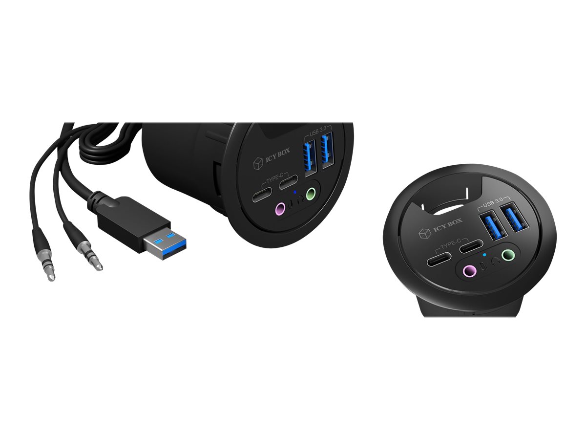 4Port IcyBox USB 30 IBHUB1403B Tischeinbau