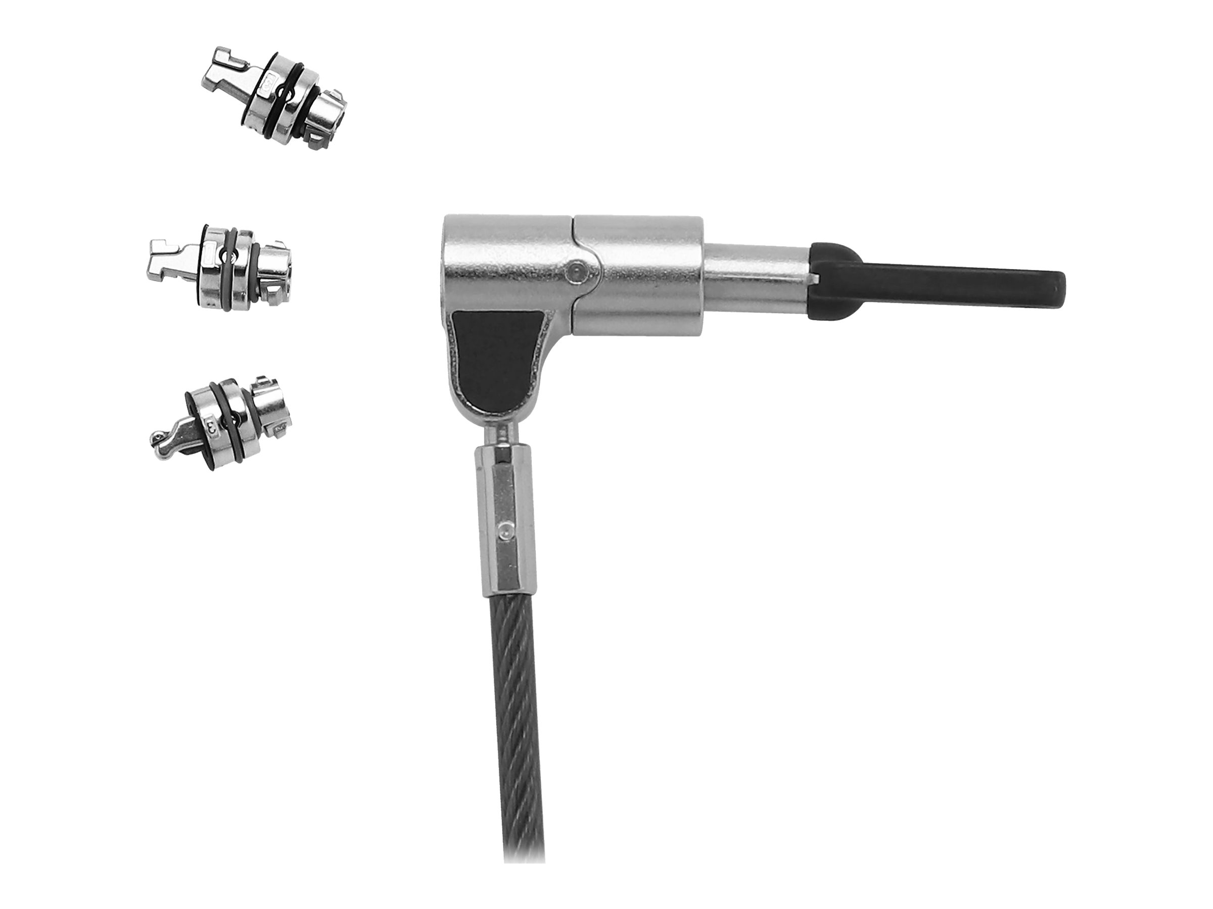 DICOTA Universal Security Cable Lock 3 Wechselkoepfe passen auf alle Steckplaetze mit Masterkey