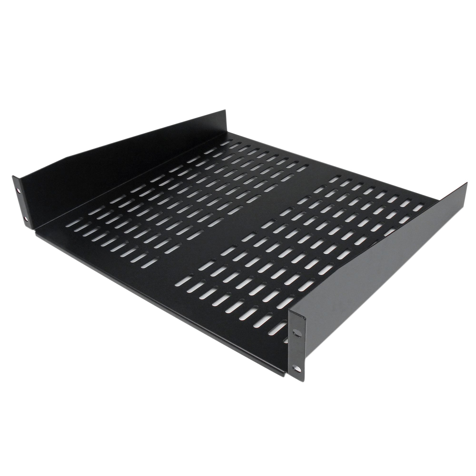 STARTECHCOM 2U 16in Universal Vented Rack Mount Cantilever Shelf Fixed Server Rack Cabinet Shelf 50lbs 22kg