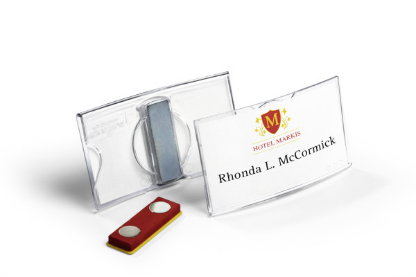 25 DURABLE Konvex Namensschilder mit Magnet 7,5 x 4,0 cm