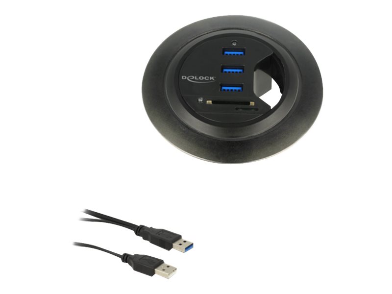 Delock HUB USB 3.0 Tisch-Hub 60 mm 3 x USB 3.0 Ports + Card Reader Delock