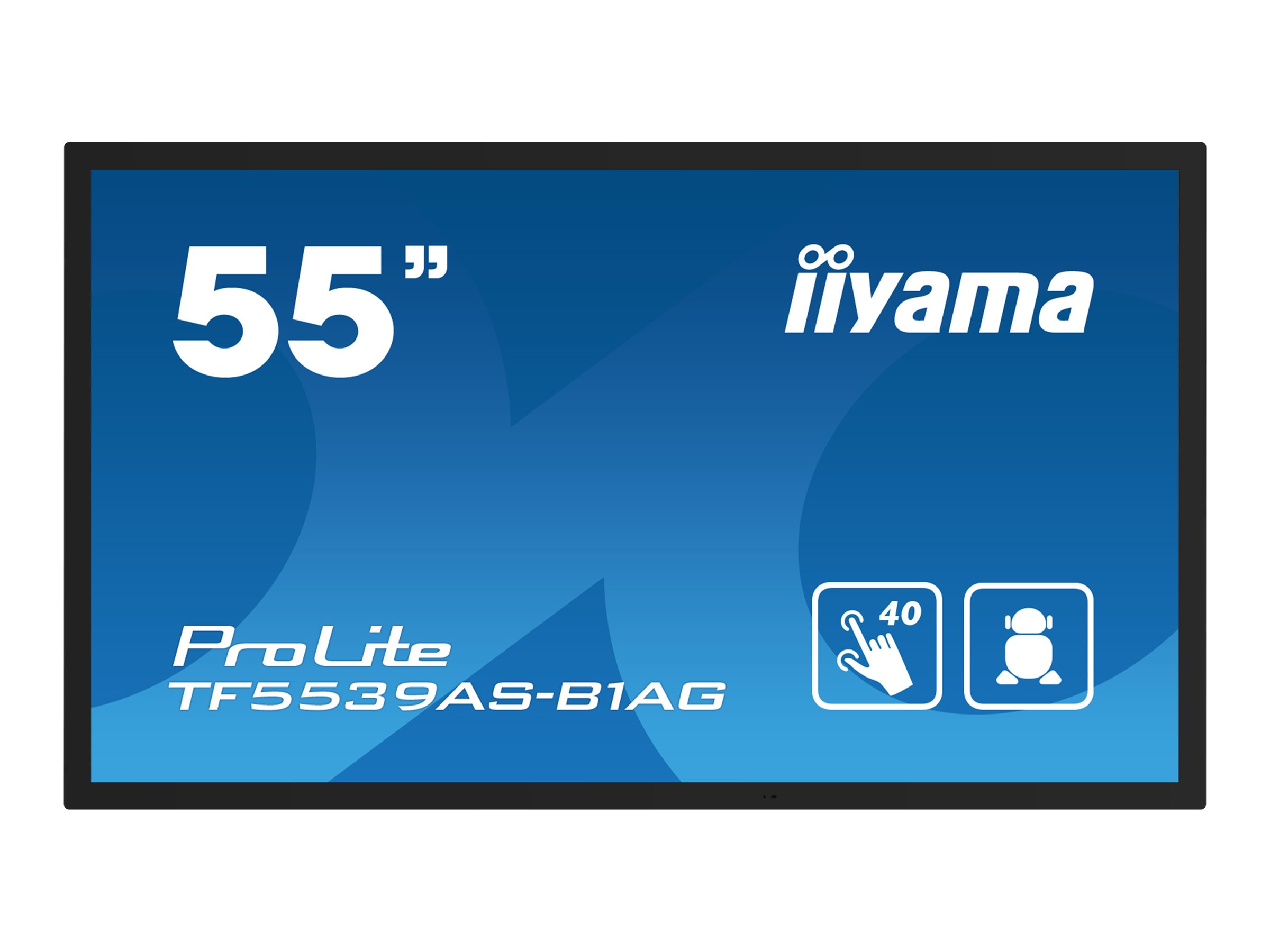 IIYAMA TF5539AS-B1AG 139,7cm 55Zoll PCAP Anti-glare Bezel Free Android 11 OS 40-Points Touch Screen 3840x2160 IPS panel 24/7