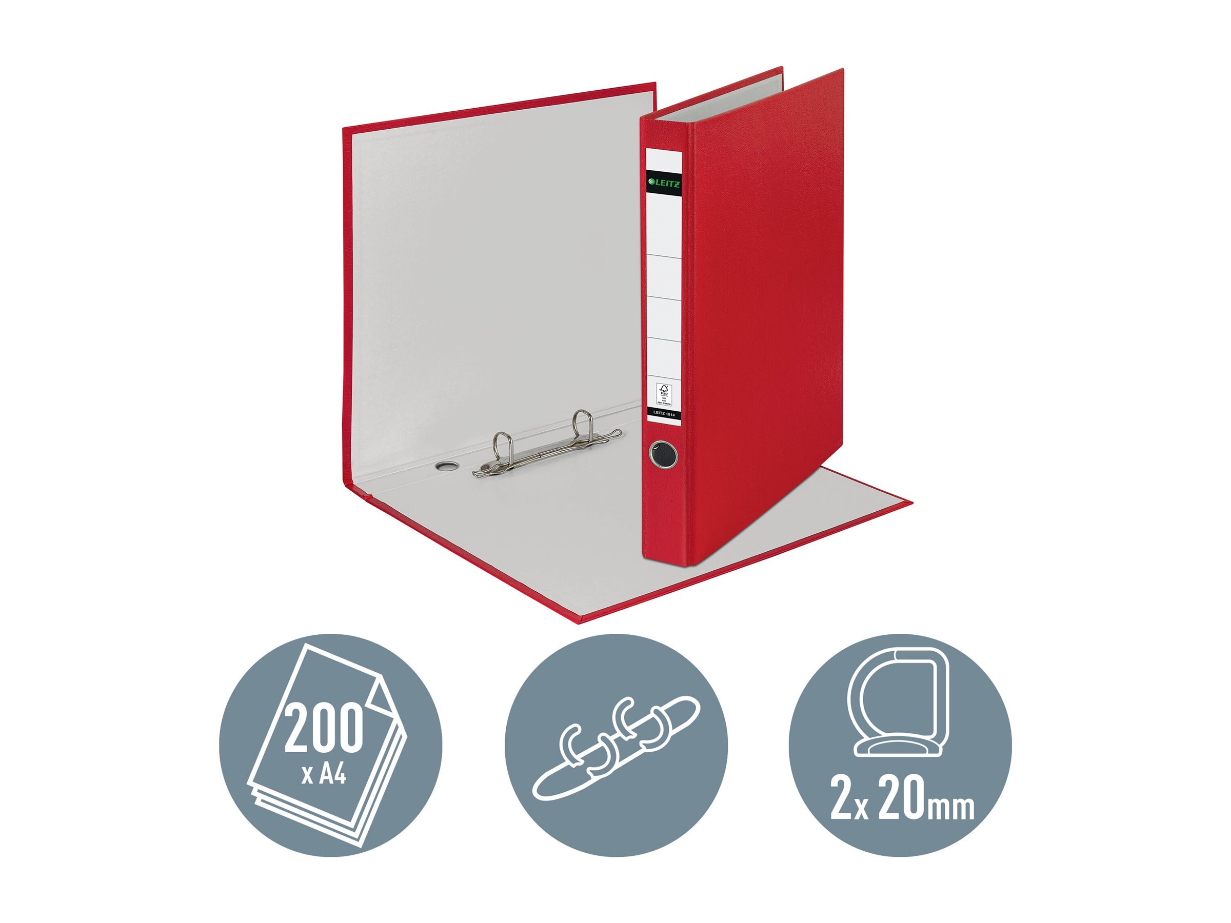 LEITZ 1014 Ringbuch 2-Ringe rot 3,5 cm DIN A4