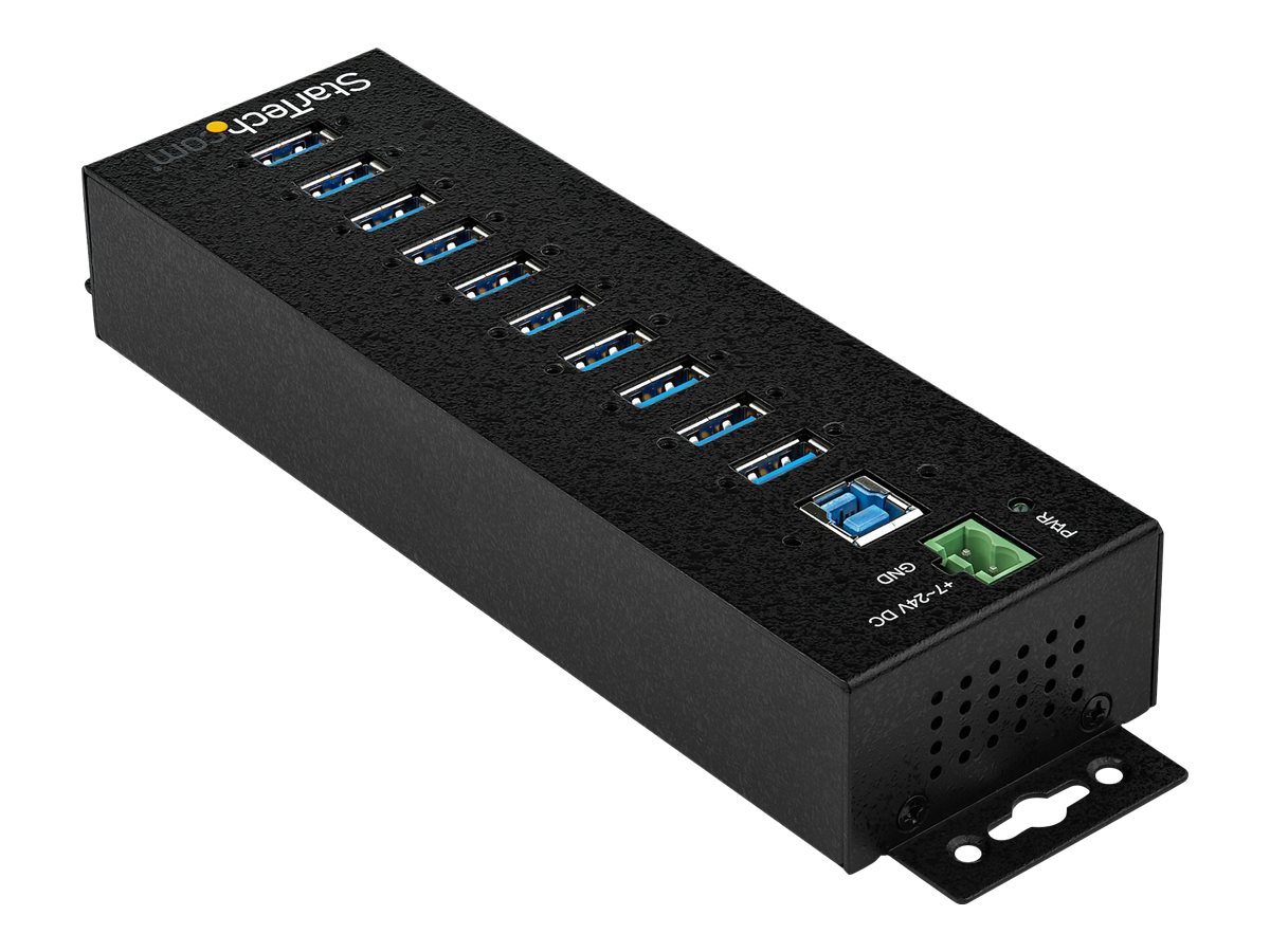 StarTech.com HB30A10AME USB 3.0 Hub (10-Port, Din-Rail,  Industrielle Anwendung, externes Netzteil, Uberspannungsschutz, ESD, 350 W, 15 kV) - Hub - 10 Anschlüsse - TAA-konform