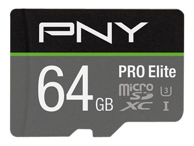 PNY MICROSD Card PRO ELITE 64GB Class 10 XC UHS I U3 A1 V30 SD adapter