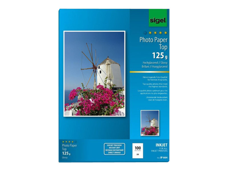 SIGEL Fotopapier IP664 DIN A4 hochglaenzend 125 g/qm 100 Blatt SIGEL Fotopapier IP664 DIN A4 hochglaenzend 125 g/qm 100 Blatt